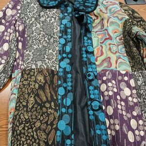 Lindi Black and Blue Patterned Jacket